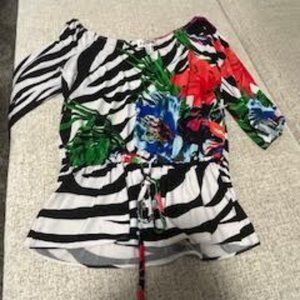 Joseph Ribkoff Zebra Floral Tunic